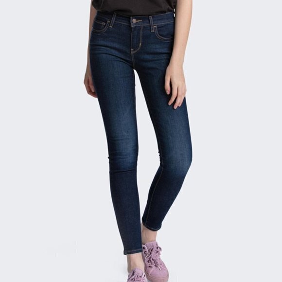 Levi's Dark Blue 710 Super Skinny Jeans For Women - Stretch Mid-Rise Size 28 - Picture 2 of 10